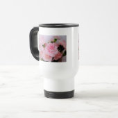  roze anjerbloemen reisbeker (Voorkant links)