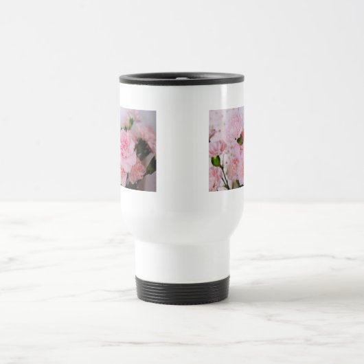 roze anjerbloemen reisbeker (Center)