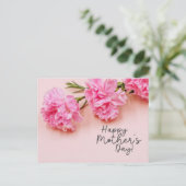 Roze anjerbloemen voor mama op Moederdag Briefkaart (Staand voorkant)