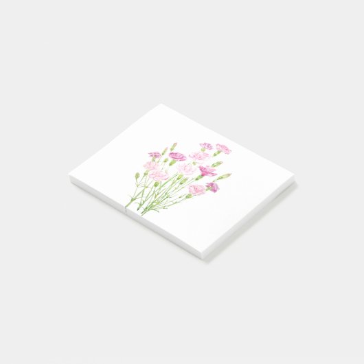 roze anjerbloemen waterverf post-it® notes (Schuin)