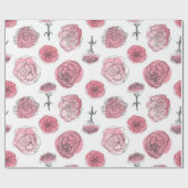 Roze anjerpatroon cadeaupapier (Vlak)