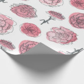 Roze anjerpatroon cadeaupapier (Hoek)