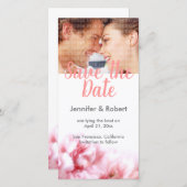 Roze Anjers Bewaar de Datum Fotokaart Save The Date (Voorkant / Achterkant)