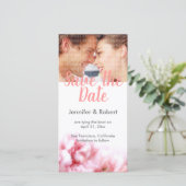 Roze Anjers Bewaar de Datum Fotokaart Save The Date (Staand voorkant)