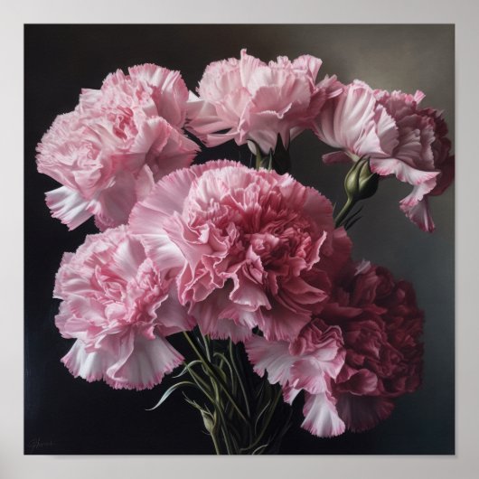 Roze Anjers Bloem Art Print Poster (Voorkant)
