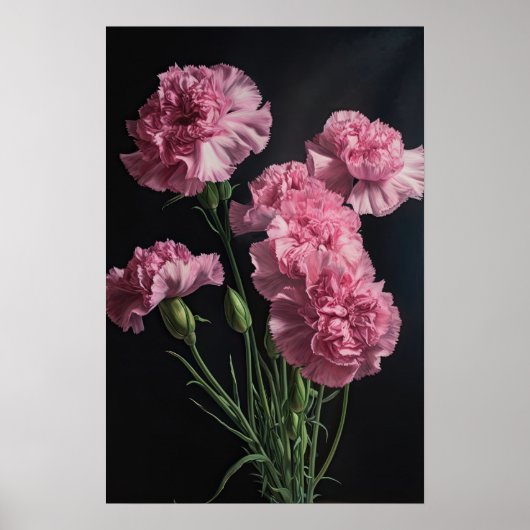 Roze Anjers Bloem Art Print Poster (Voorkant)