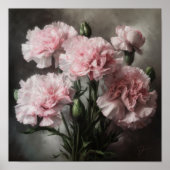 Roze Anjers Bloem Art Print Poster (Voorkant)