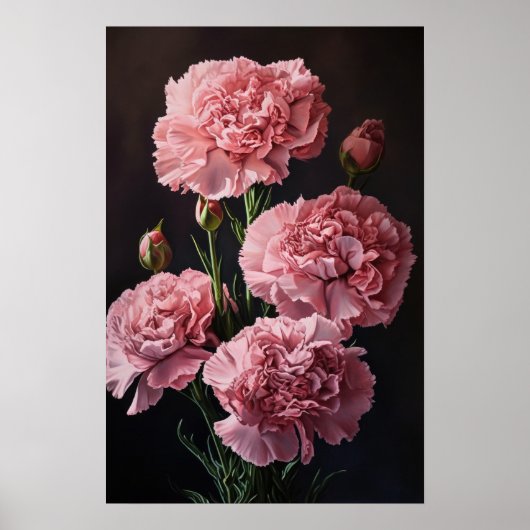 Roze Anjers Bloem Art Print Poster (Voorkant)