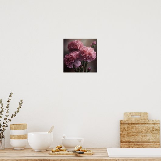 Roze Anjers Bloem Art Print Poster (Keuken)