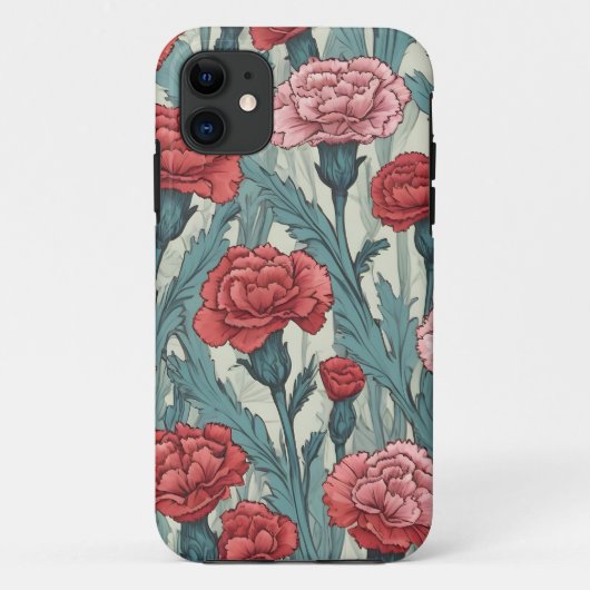 Roze anjers bloem illustratie Case-Mate iPhone case (Achterkant)