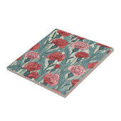 Roze anjers bloem illustratie tegeltje (Zijkant)