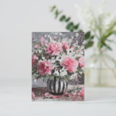 Roze Anjers Bloem Regeling Schilderij Briefkaart (Staand voorkant)