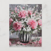 Roze Anjers Bloem Regeling Schilderij Briefkaart (Voorkant)