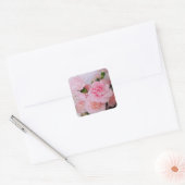 roze anjers bloemen  fotografie vierkante sticker (Envelop)