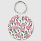 Roze anjers bloemen sleutelhanger (Voorkant)