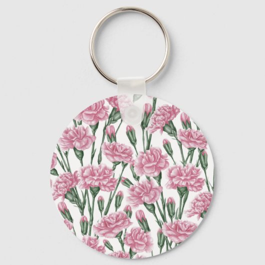 Roze anjers bloemen sleutelhanger (Voorkant)