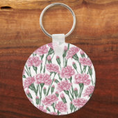 Roze anjers bloemen sleutelhanger (Voorkant)