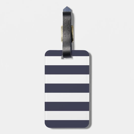 Roze anjers en blauwe strepen Naam en monogram Bagagelabel (Achterkant verticaal)