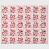 Roze anjers en vlinders Happy Birthday Cadeaupapier (Vlak)