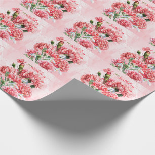 Roze anjers en vlinders Happy Birthday Cadeaupapier