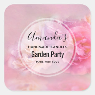  roze anjers Fotokaarsen voor zakelijk gebruik Vierkante Sticker