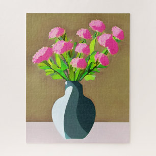 Roze anjers in een vaas Moderne kunst Legpuzzel