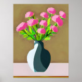 Roze anjers in een vaas Moderne kunst Poster (Voorkant)