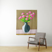 Roze anjers in een vaas Moderne kunst Wandkleed (In situ)