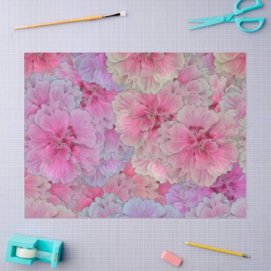 Roze anjers in vintage stijl  tissuepapier (Craft)