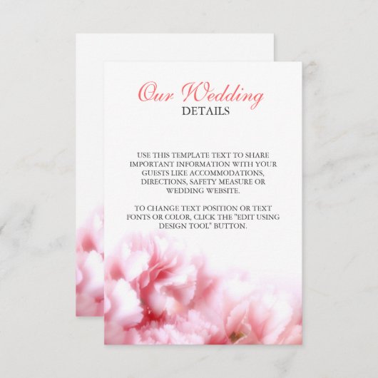 Roze anjers informatiekaartje (Voorkant / Achterkant)