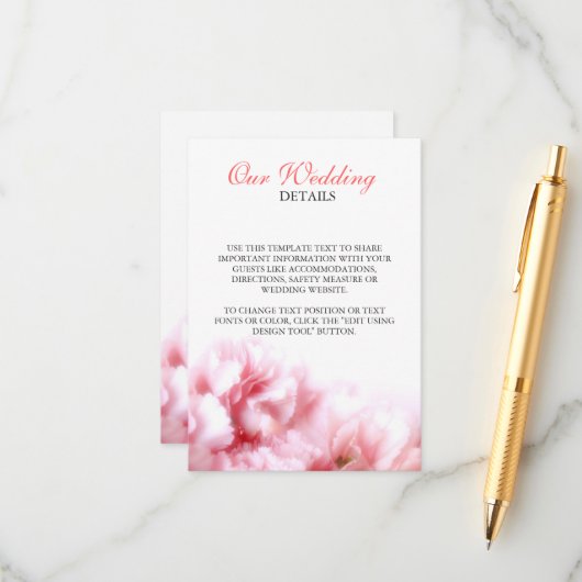 Roze anjers informatiekaartje (Voorkant / Achterkant in situ)