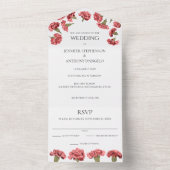 Roze Anjers Luxe Modern Bloemen Custom All In One Uitnodiging (Binnen)