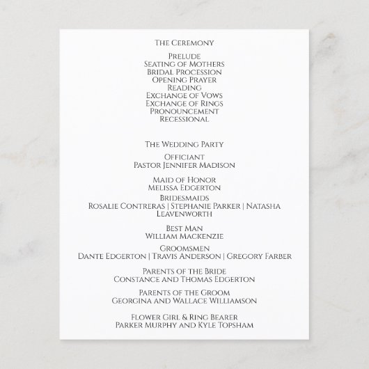 Roze Anjers Luxe Modern Floral Wedding Program (Achterkant)