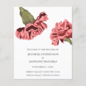Roze Anjers Luxe Modern Floral Wedding Program (Voorkant)