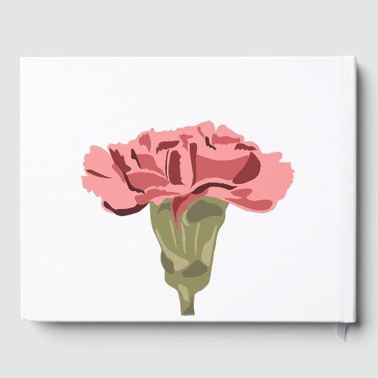 Roze Anjers Luxe Moderne Bloemen Bruiloft Gastenboek (Achterkant)