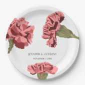 Roze Anjers Luxe Moderne Bloemen Bruiloft Papieren Bordje (Voorkant)