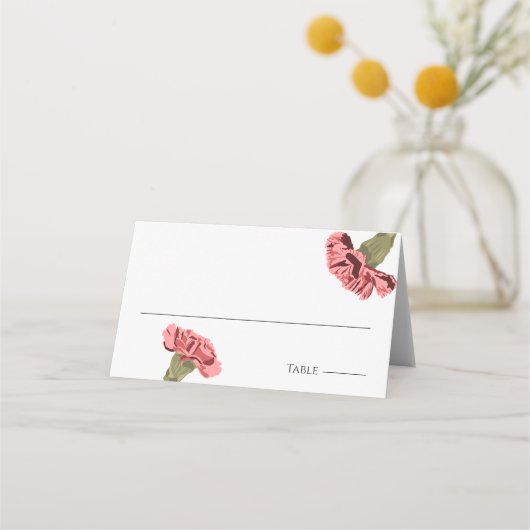 Roze Anjers Luxe Moderne Bloemen Bruiloft Plaatskaartje (Voorkant)