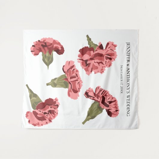 Roze Anjers Luxe Moderne Bloemen Bruiloft Wandkleed (Voorkant (horizontaal))