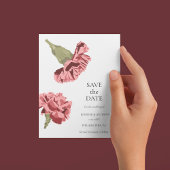 Roze Anjers Luxe Moderne Bloemen Save the Date Kaart