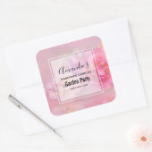  roze anjers met stijlvolle foto-kaars vierkante sticker (Envelop)