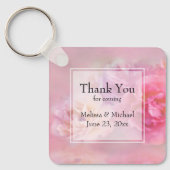  roze anjers met stijlvolle foto's bruiloft sleutelhanger (Voorkant)