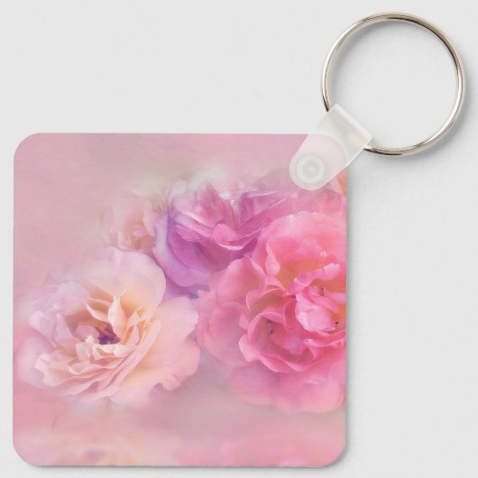  roze anjers met stijlvolle foto's bruiloft sleutelhanger (Achterkant)