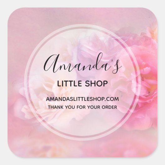  roze anjers met stijlvolle foto's vierkante sticker (Voorkant)