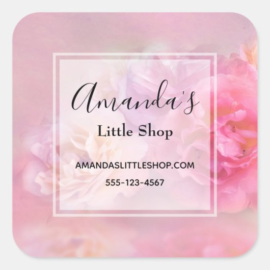  roze anjers met stijlvolle foto's vierkante sticker (Voorkant)