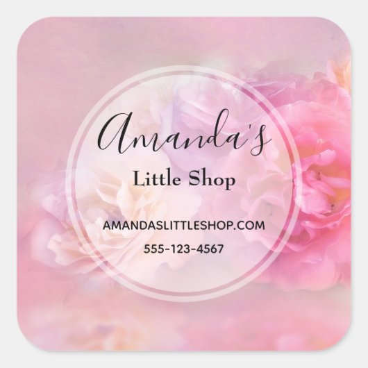  roze anjers met stijlvolle foto's vierkante sticker (Voorkant)