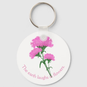 Roze anjers met  tekst sleutelhanger