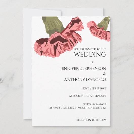 Roze Anjers Moderne Bloemen Custom Kaart (Voorkant)