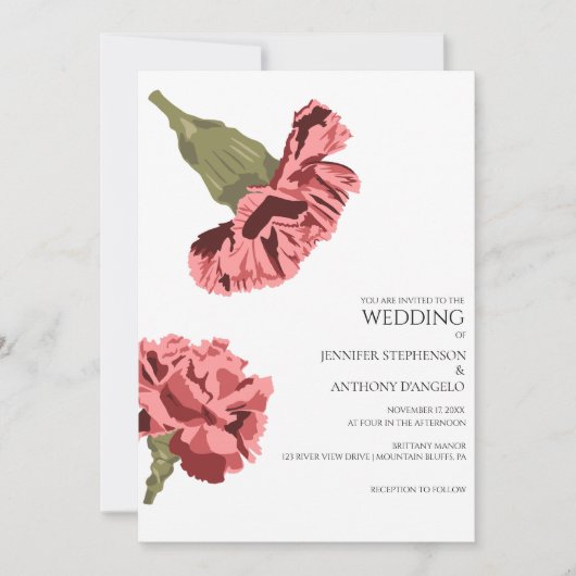 Roze Anjers Moderne Bloemen Custom Kaart (Voorkant)