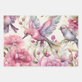 Roze Anjers Mooie Roze Paarse Vogel Inpakpapier Vel (Voorkant)