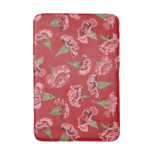 Roze Anjers op Rood Patterned Badmat (Voorkant Verticaal)